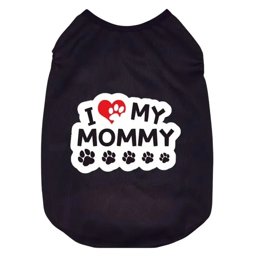 I Love My Mommy Pet T-Shirt in Black, Size XS